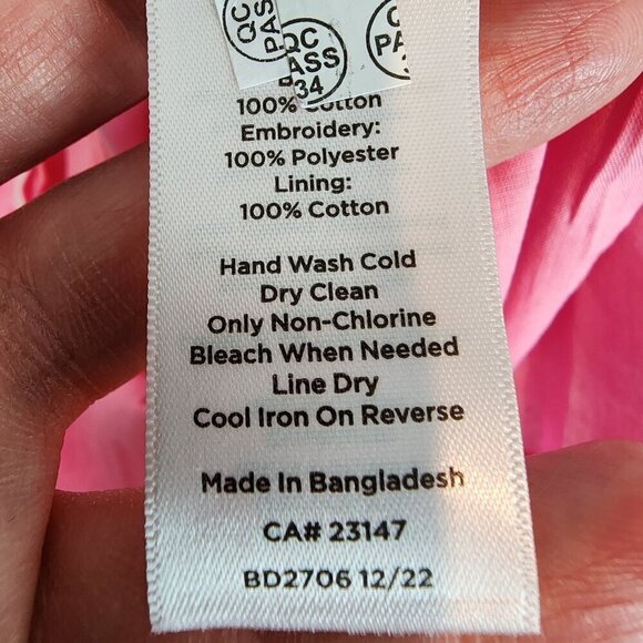 Talbots Puff Sleeve Pink Embroidered Eyelet Dress Shift Dress Preppy Boho sz‎ 6 - Picture 9 of 13